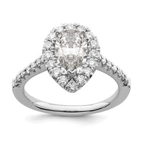 14kw 5/8 ct Lab Grown Diamond VS/SI+ G+ 1 1/2 ct Center Pear Semi Eng Ring