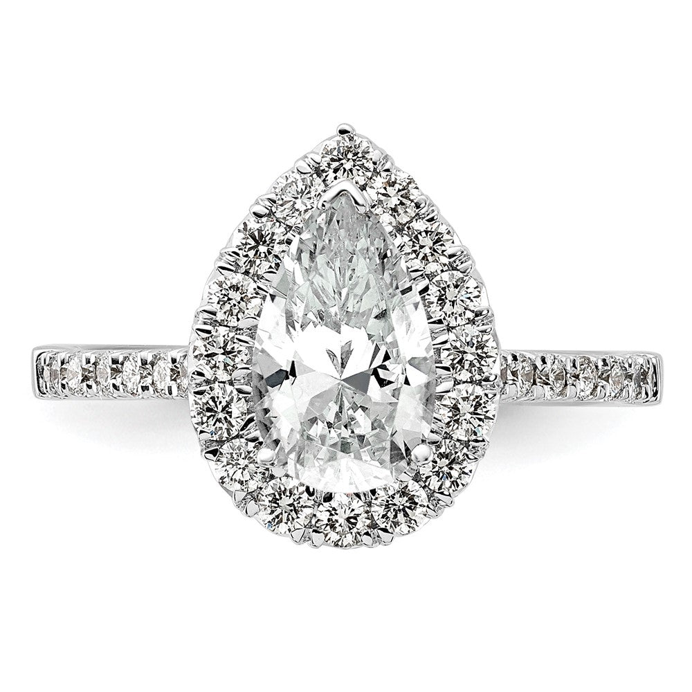 14kw 5/8 ct Lab Grown Diamond VS/SI+ G+ 1 1/2 ct Center Pear Semi Eng Ring