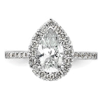 14kw 5/8 ct Lab Grown Diamond VS/SI+ G+ 1 1/2 ct Center Pear Semi Eng Ring