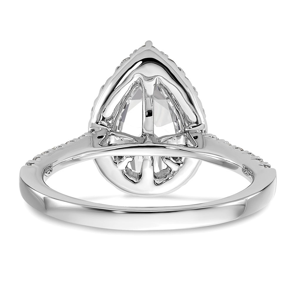 14kw 5/8 ct Lab Grown Diamond VS/SI+ G+ 1 1/2 ct Center Pear Semi Eng Ring