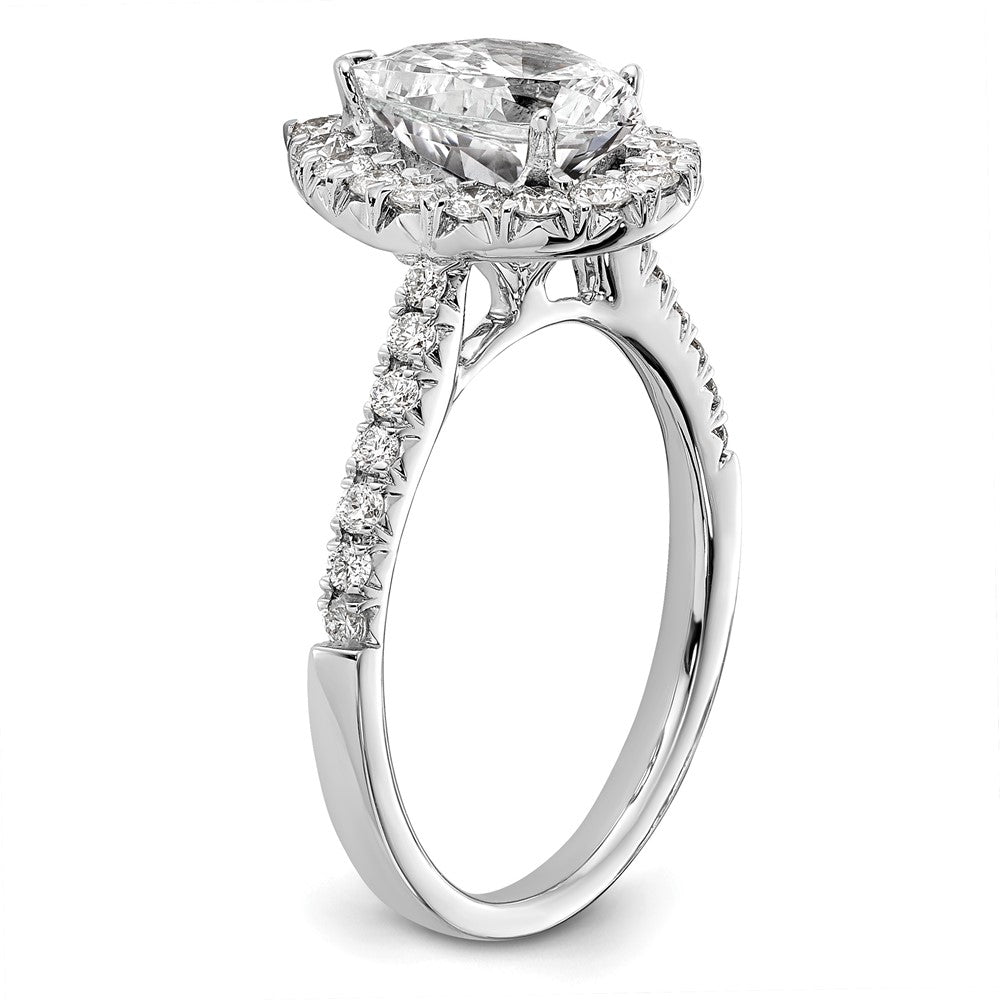 14kw 5/8 ct Lab Grown Diamond VS/SI+ G+ 1 1/2 ct Center Pear Semi Eng Ring