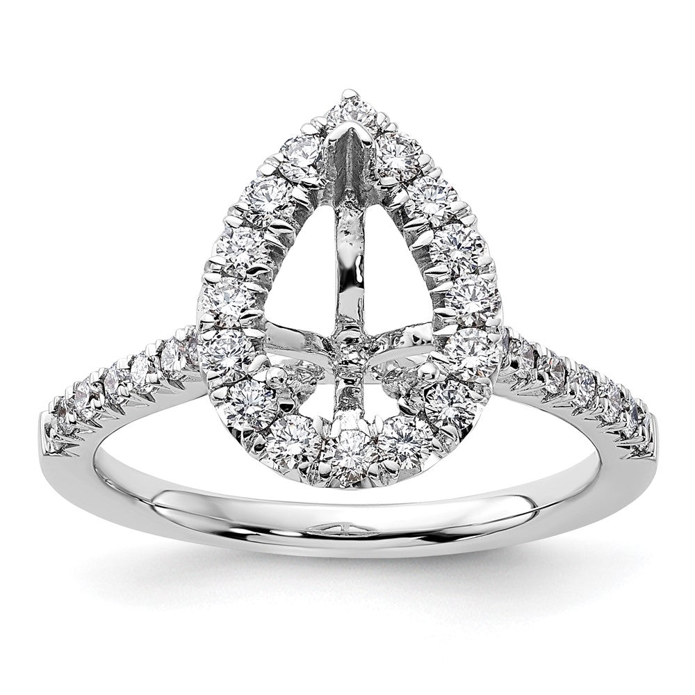 14kw 5/8 ct Lab Grown Diamond VS/SI+ G+ 1 1/2 ct Center Pear Semi Eng Ring