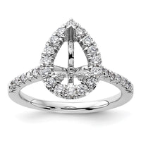 14kw 5/8 ct Lab Grown Diamond VS/SI+ G+ 1 1/2 ct Center Pear Semi Eng Ring
