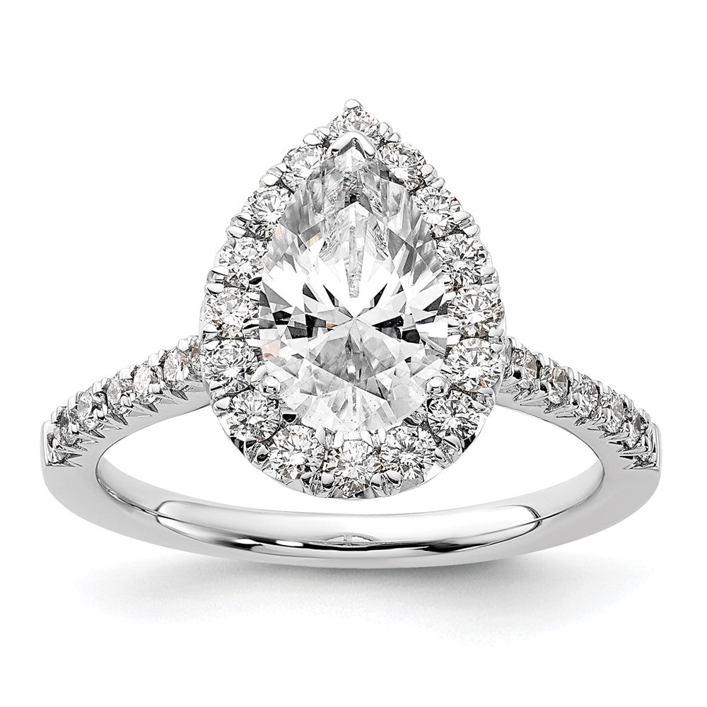 14kw 5/8 ct Lab Grown Diamond VS/SI+ G+ 1 1/2 ct Center Pear Semi Eng Ring