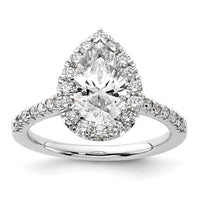 14kw 5/8 ct Lab Grown Diamond VS/SI+ G+ 1 1/2 ct Center Pear Semi Eng Ring