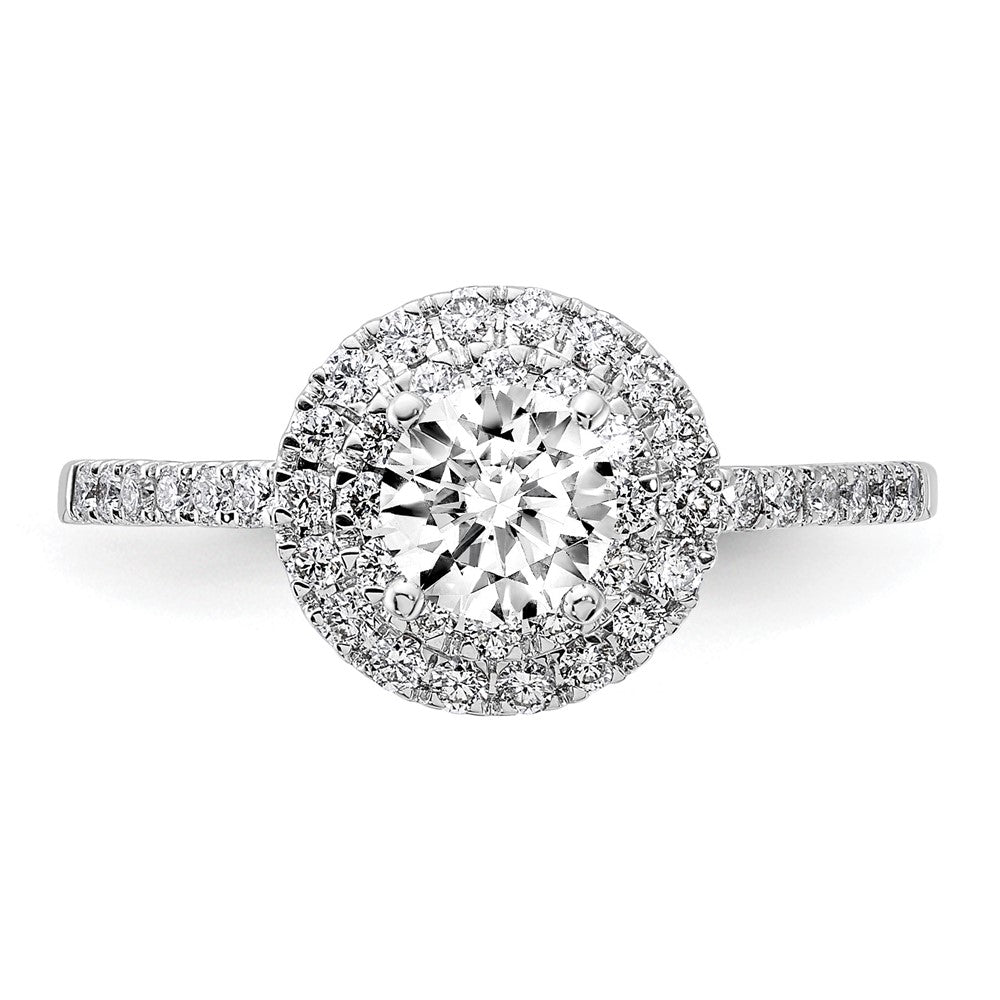 14kw 7/8ct Lab Grown Diamond VS/SI+ G+ Comp Double Halo Eng Ring
