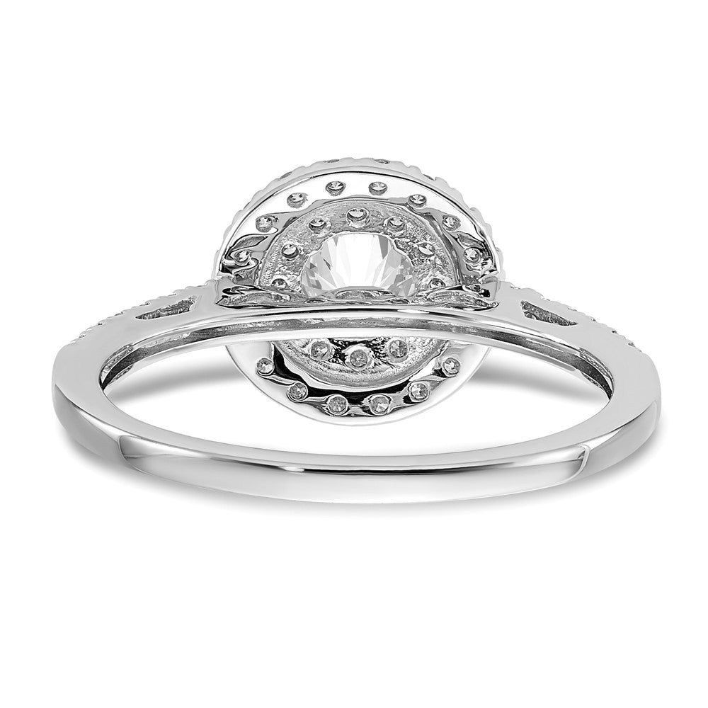 14kw 7/8ct Lab Grown Diamond VS/SI+ G+ Comp Double Halo Eng Ring
