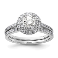 14kw 7/8ct Lab Grown Diamond VS/SI+ G+ Comp Double Halo Eng Ring