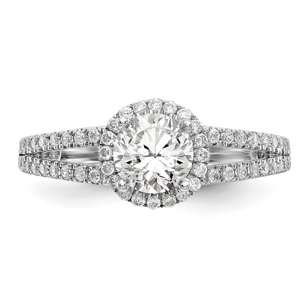 14kw 1/3ct Lab Grown Diamond VS/SI+ G+ 3/4ct Center Round Semi Eng Ring