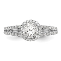 14kw 1/3ct Lab Grown Diamond VS/SI+ G+ 3/4ct Center Round Semi Eng Ring