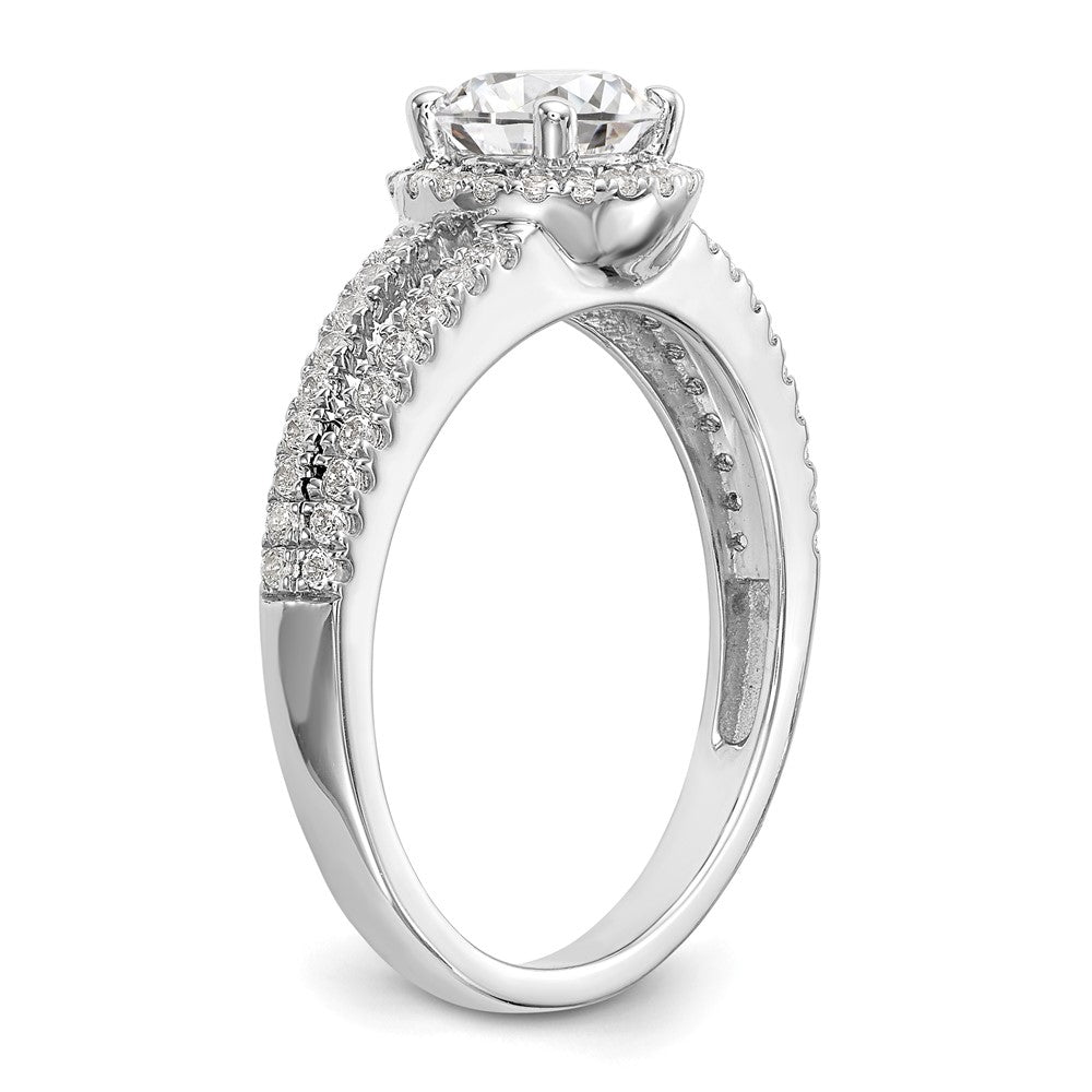14kw 1/3ct Lab Grown Diamond VS/SI+ G+ 3/4ct Center Round Semi Eng Ring