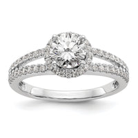 14kw 1/3ct Lab Grown Diamond VS/SI+ G+ 3/4ct Center Round Semi Eng Ring