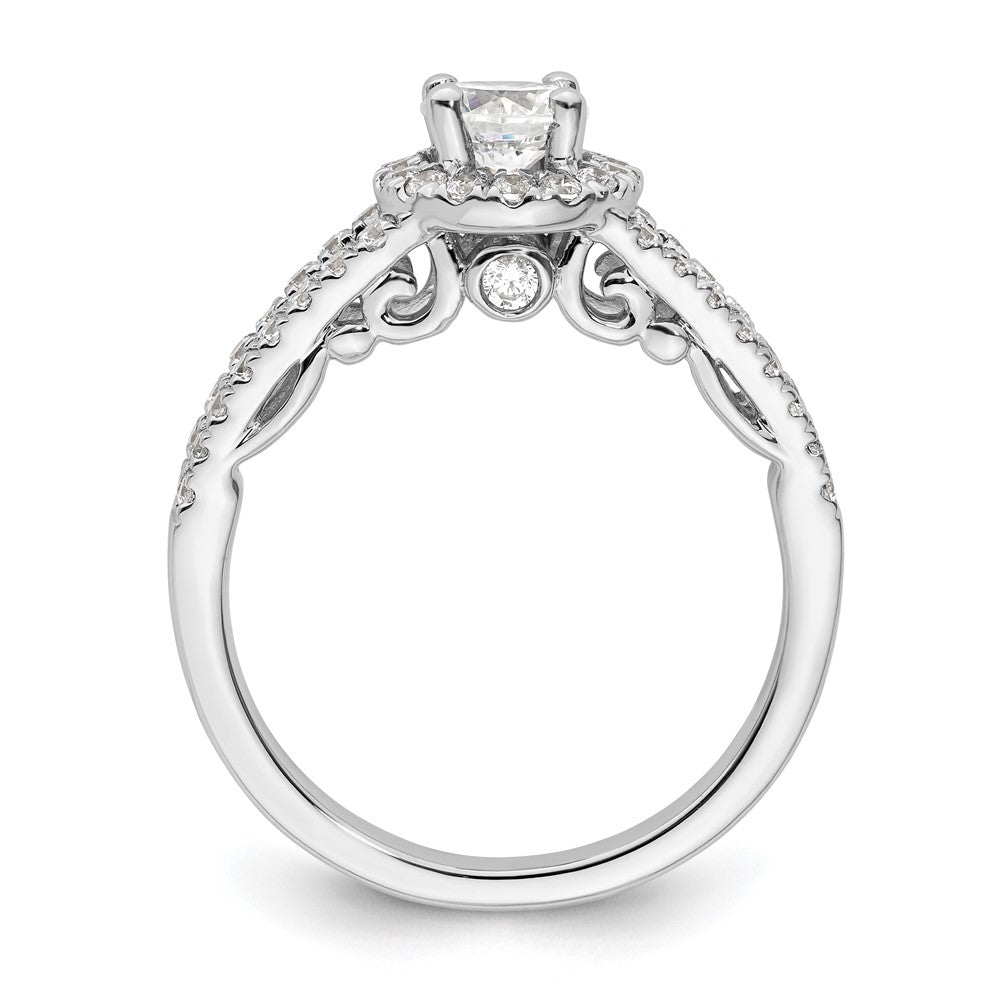 14k White Gold 1ct Lab Grown Diamond VS/SI+ G+ Comp Round Halo Eng Ring