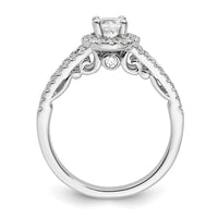 14k White Gold 1ct Lab Grown Diamond VS/SI+ G+ Comp Round Halo Eng Ring
