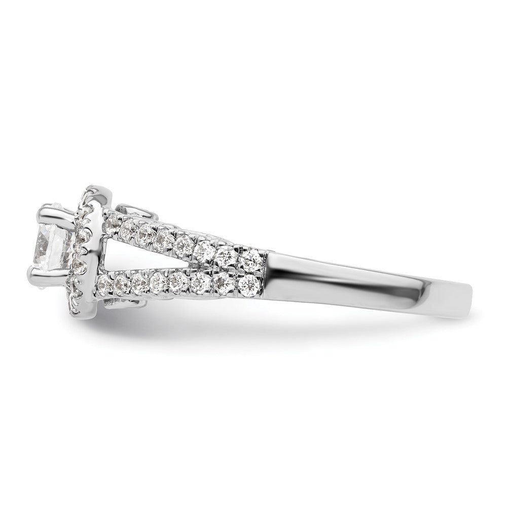 14k White Gold 1ct Lab Grown Diamond VS/SI+ G+ Comp Round Halo Eng Ring