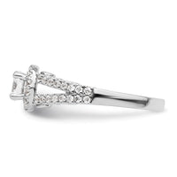 14k White Gold 1ct Lab Grown Diamond VS/SI+ G+ Comp Round Halo Eng Ring