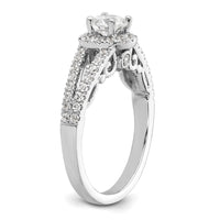 14k White Gold 1ct Lab Grown Diamond VS/SI+ G+ Comp Round Halo Eng Ring