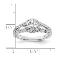 14k White Gold 1ct Lab Grown Diamond VS/SI+ G+ Comp Round Halo Eng Ring