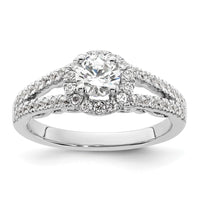 14k White Gold 1ct Lab Grown Diamond VS/SI+ G+ Comp Round Halo Eng Ring