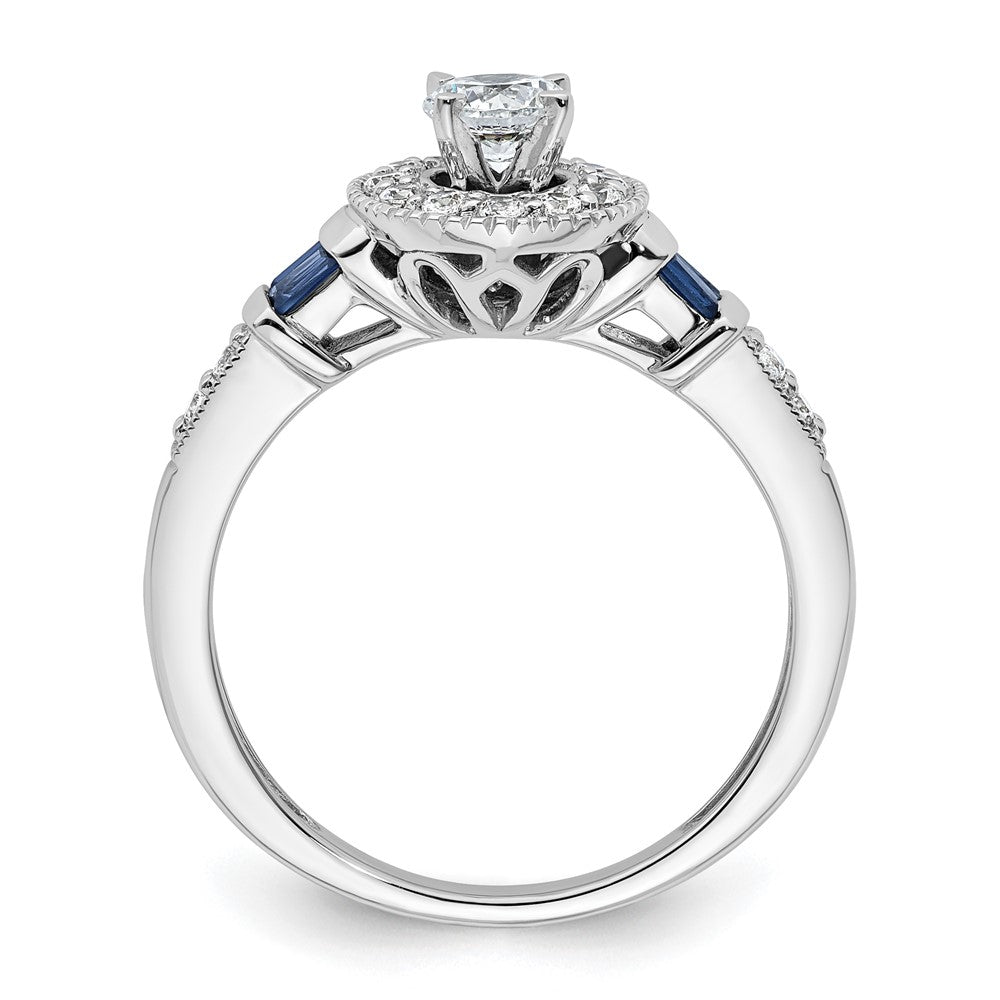 14kw 1/2ct Lab Grown Diamond VS/SI+ G+ &Cr Sapp Comp Halo Eng Ring