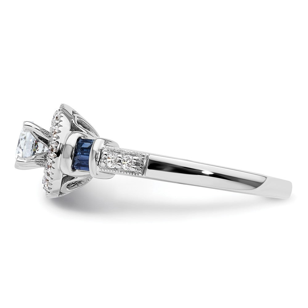 14kw 1/2ct Lab Grown Diamond VS/SI+ G+ &Cr Sapp Comp Halo Eng Ring