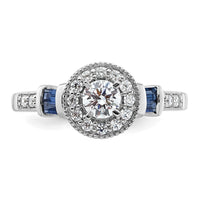 14kw 1/2ct Lab Grown Diamond VS/SI+ G+ &Cr Sapp Comp Halo Eng Ring
