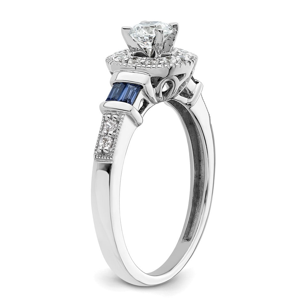 14kw 1/2ct Lab Grown Diamond VS/SI+ G+ &Cr Sapp Comp Halo Eng Ring
