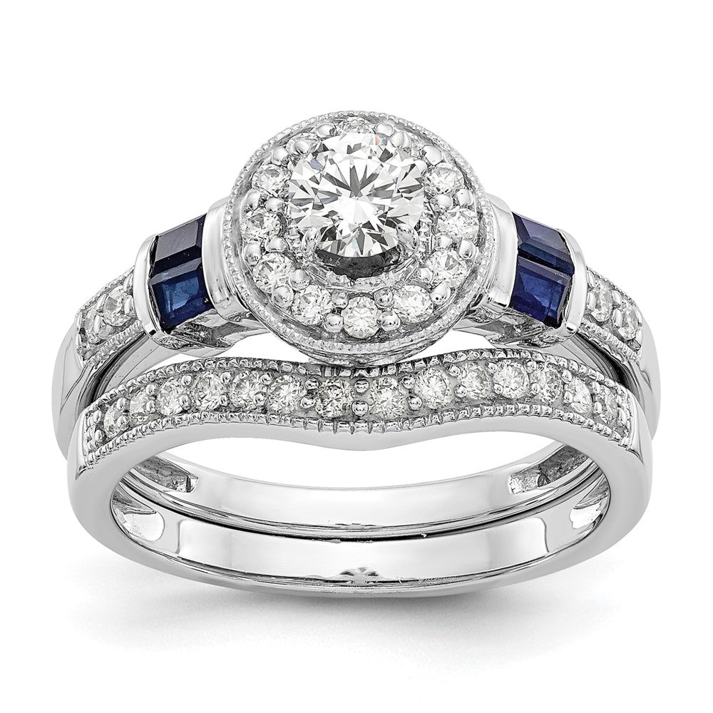 14kw 1/2ct Lab Grown Diamond VS/SI+ G+ &Cr Sapp Comp Halo Eng Ring