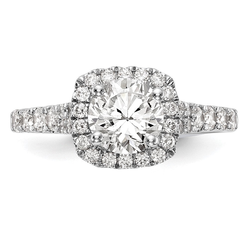 14kw 1/2ct Lab Grown Diamond VS/SI+ G+ Semi Halo Peg Set Eng Ring