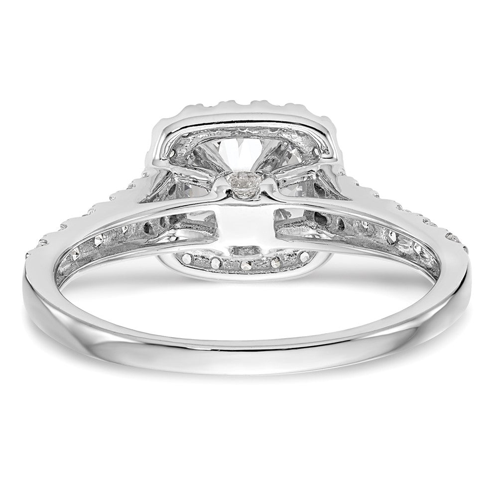 14kw 1/2ct Lab Grown Diamond VS/SI+ G+ Semi Halo Peg Set Eng Ring