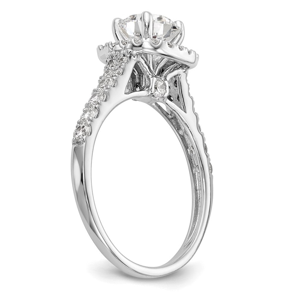 14kw 1/2ct Lab Grown Diamond VS/SI+ G+ Semi Halo Peg Set Eng Ring