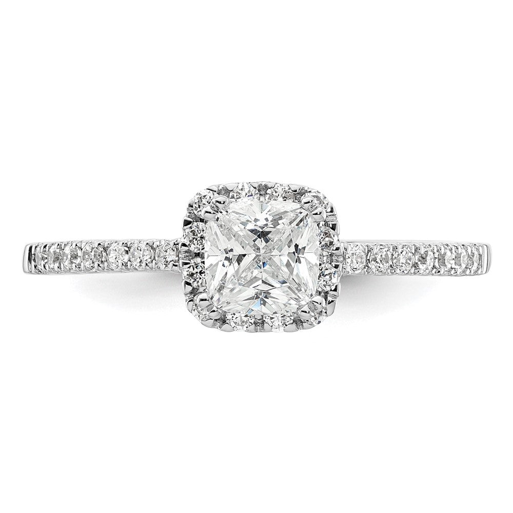 14kw 1/4 ct Lab Grown Dia VS/SI+ G+ 3/4 ct Center Cushion Semi Eng Ring