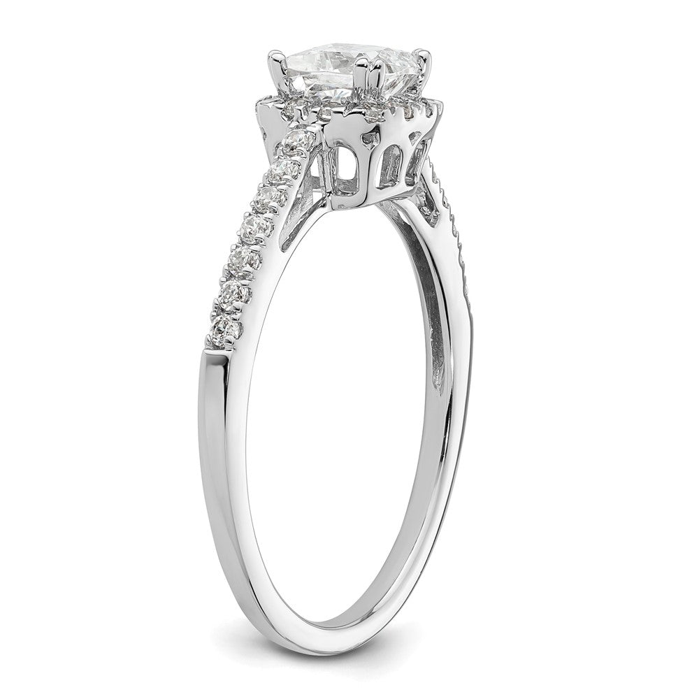 14kw 1/4 ct Lab Grown Dia VS/SI+ G+ 3/4 ct Center Cushion Semi Eng Ring