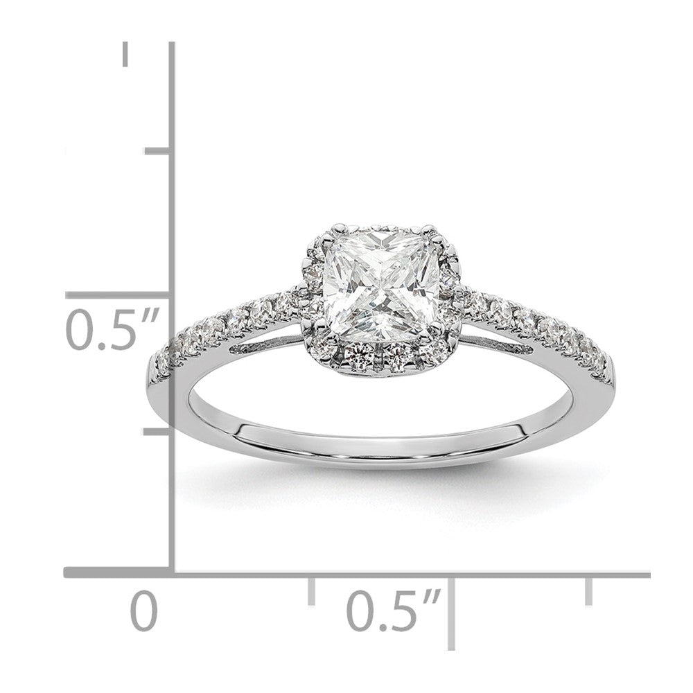 14kw 1/4 ct Lab Grown Dia VS/SI+ G+ 3/4 ct Center Cushion Semi Eng Ring