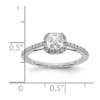 14kw 1/4 ct Lab Grown Dia VS/SI+ G+ 3/4 ct Center Cushion Semi Eng Ring