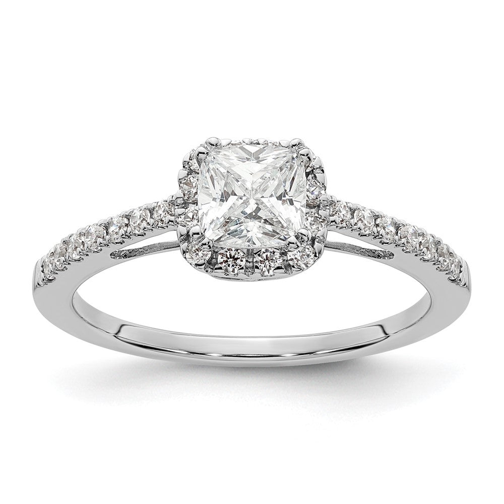 14kw 1/4 ct Lab Grown Dia VS/SI+ G+ 3/4 ct Center Cushion Semi Eng Ring