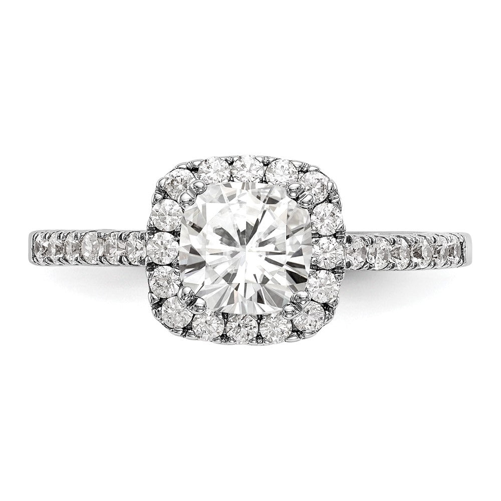 14kw 3/8 ct Lab Grown Dia VS/SI+ G+ 7/8 ct Center Cushion Semi Eng Ring