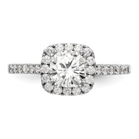 14kw 3/8 ct Lab Grown Dia VS/SI+ G+ 7/8 ct Center Cushion Semi Eng Ring