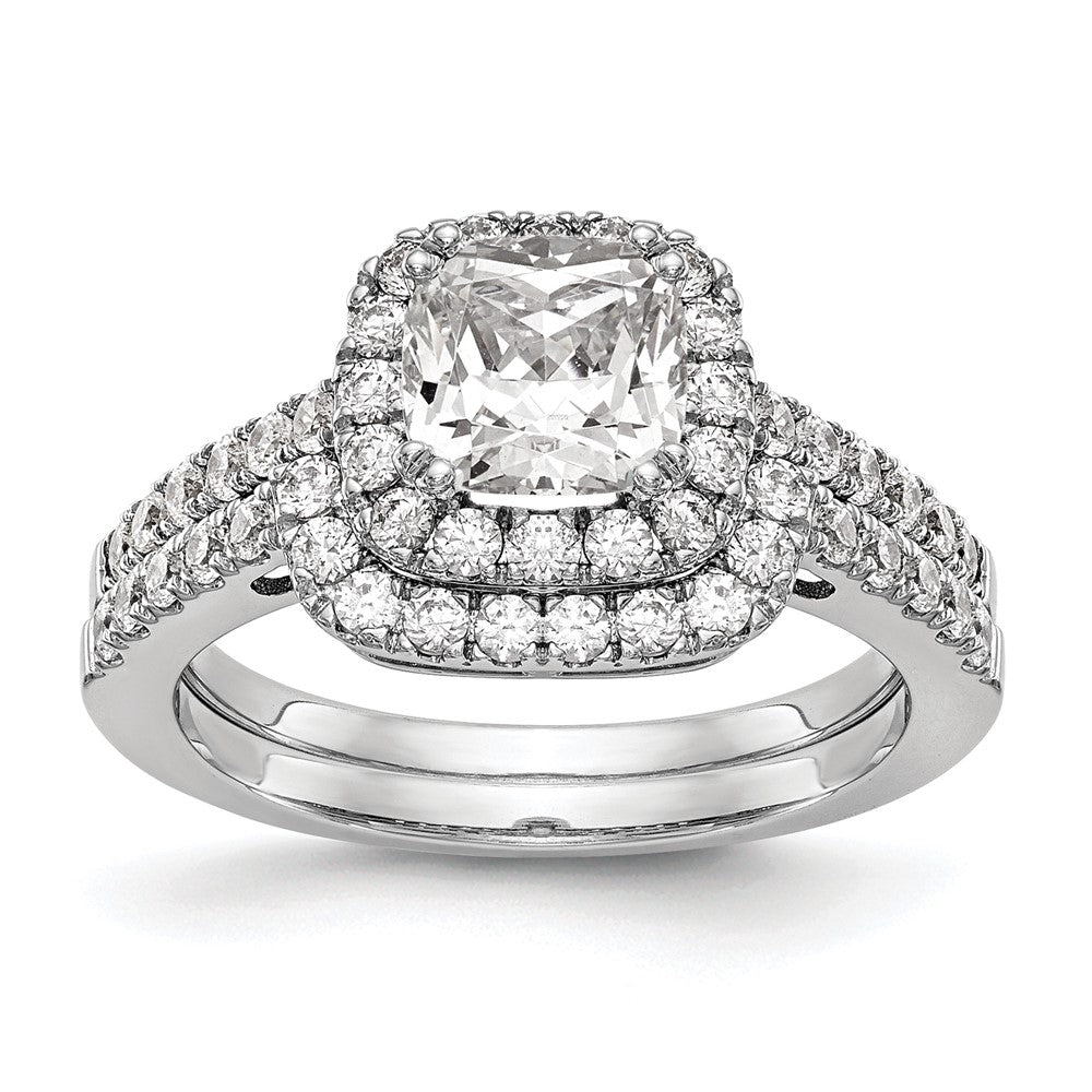 14kw 3/8 ct Lab Grown Dia VS/SI+ G+ 7/8 ct Center Cushion Semi Eng Ring