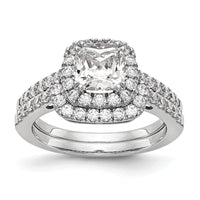 14kw 3/8 ct Lab Grown Dia VS/SI+ G+ 7/8 ct Center Cushion Semi Eng Ring