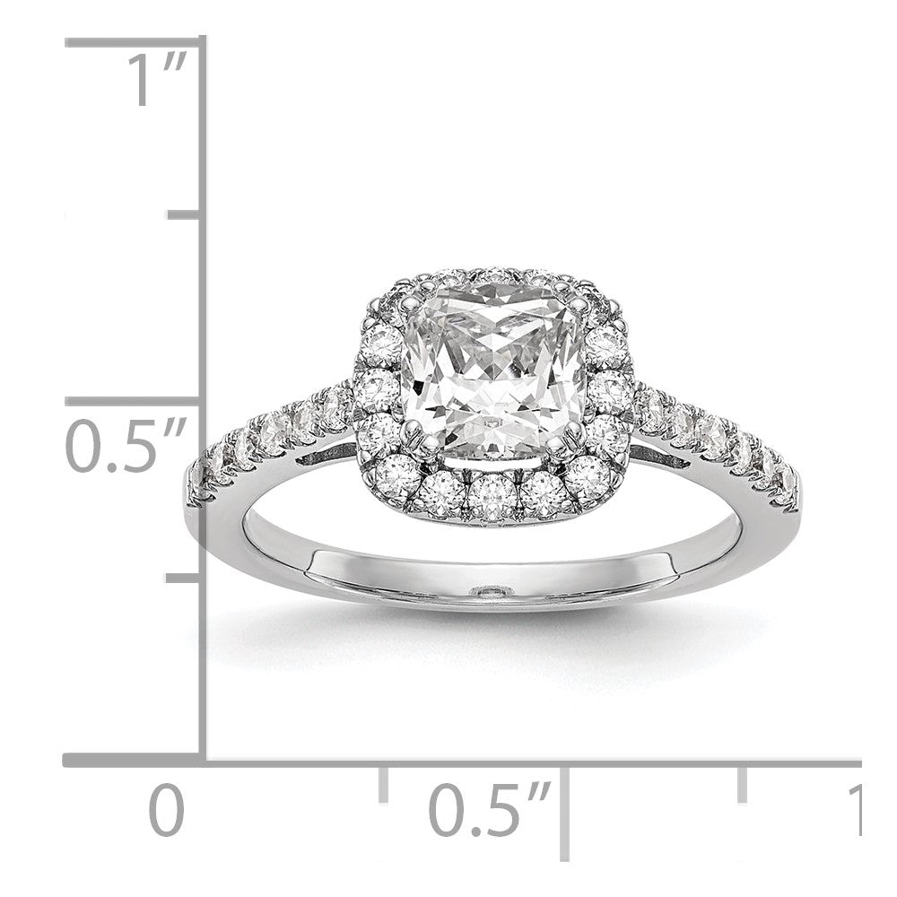 14kw 3/8 ct Lab Grown Dia VS/SI+ G+ 7/8 ct Center Cushion Semi Eng Ring