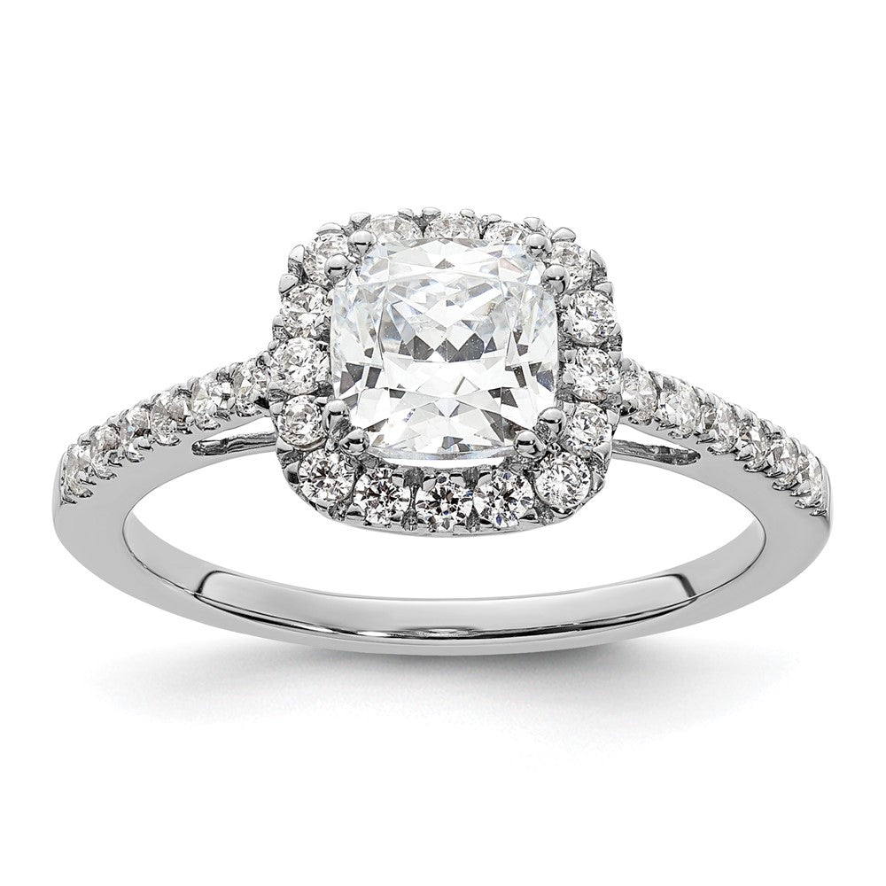 14kw 3/8 ct Lab Grown Dia VS/SI+ G+ 7/8 ct Center Cushion Semi Eng Ring