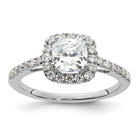 14kw 3/8 ct Lab Grown Dia VS/SI+ G+ 7/8 ct Center Cushion Semi Eng Ring