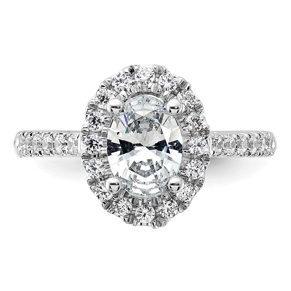 14kw 1/2ct Lab Grown Dia VS/SI+ G+ 1ct Center Oval Semi Eng Ring