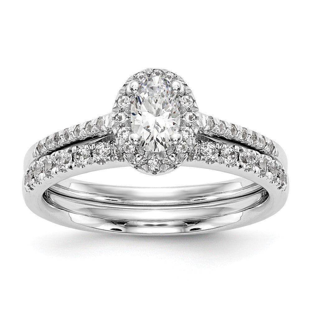 14kw 1/2ct Lab Grown Dia VS/SI+ G+ 1ct Center Oval Semi Eng Ring