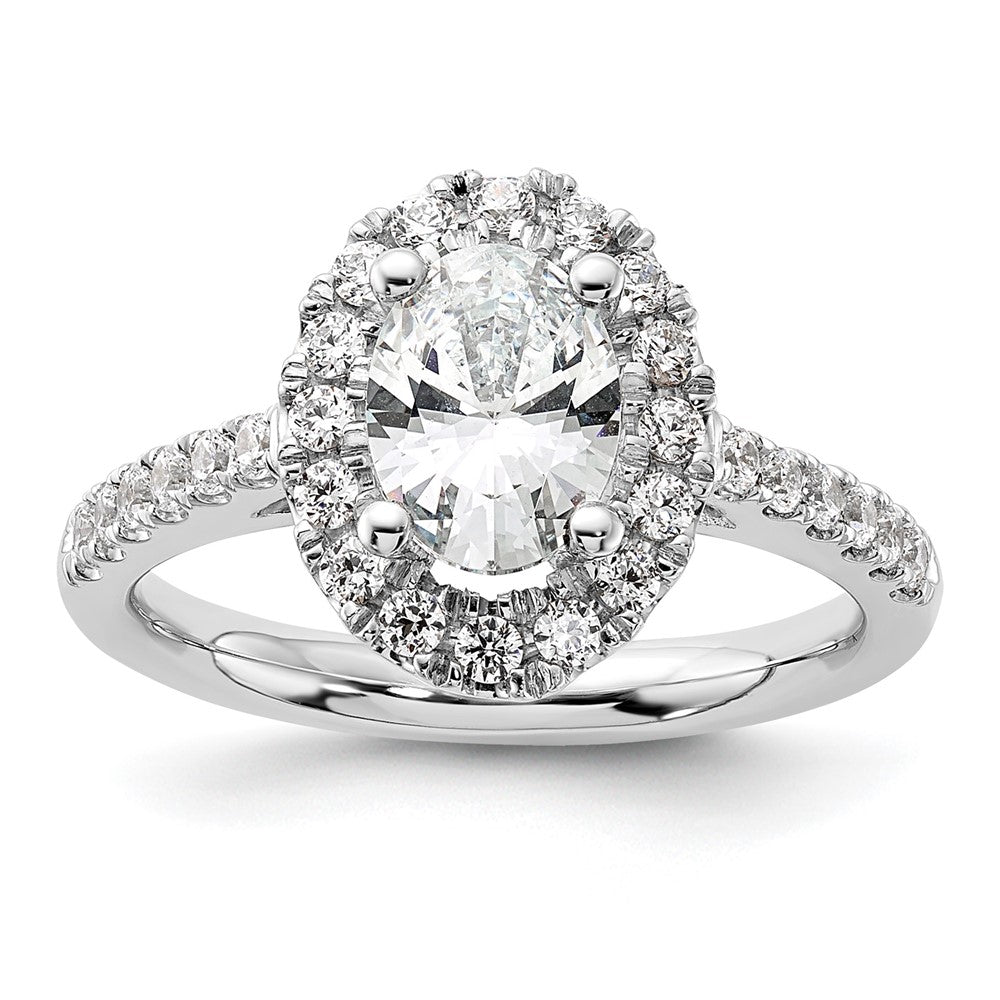 14kw 1/2ct Lab Grown Dia VS/SI+ G+ 1ct Center Oval Semi Eng Ring