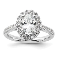 14kw 1/2ct Lab Grown Dia VS/SI+ G+ 1ct Center Oval Semi Eng Ring
