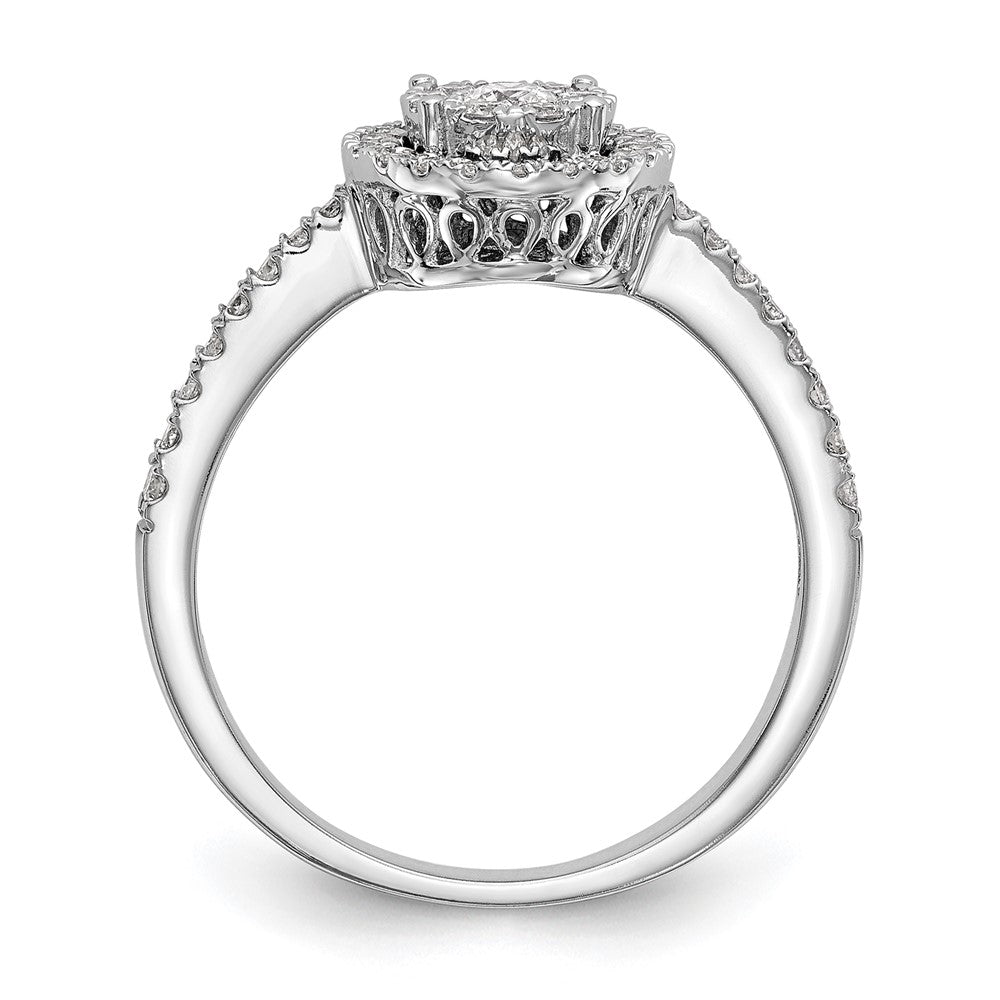 14k White Gold 1/2ct Lab Grown Diamond VS/SI+ G+ Comp Cluster Eng Ring