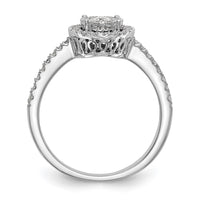 14k White Gold 1/2ct Lab Grown Diamond VS/SI+ G+ Comp Cluster Eng Ring