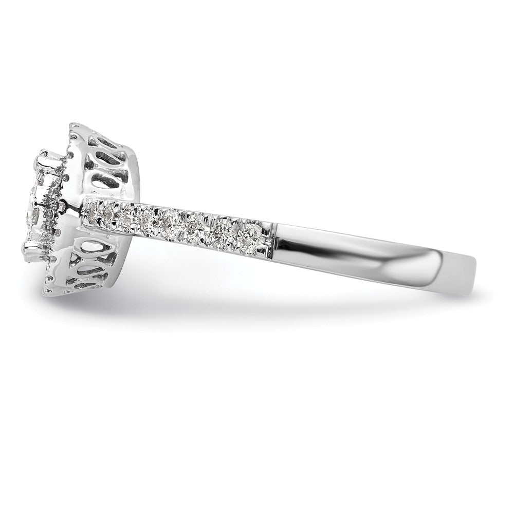 14k White Gold 1/2ct Lab Grown Diamond VS/SI+ G+ Comp Cluster Eng Ring